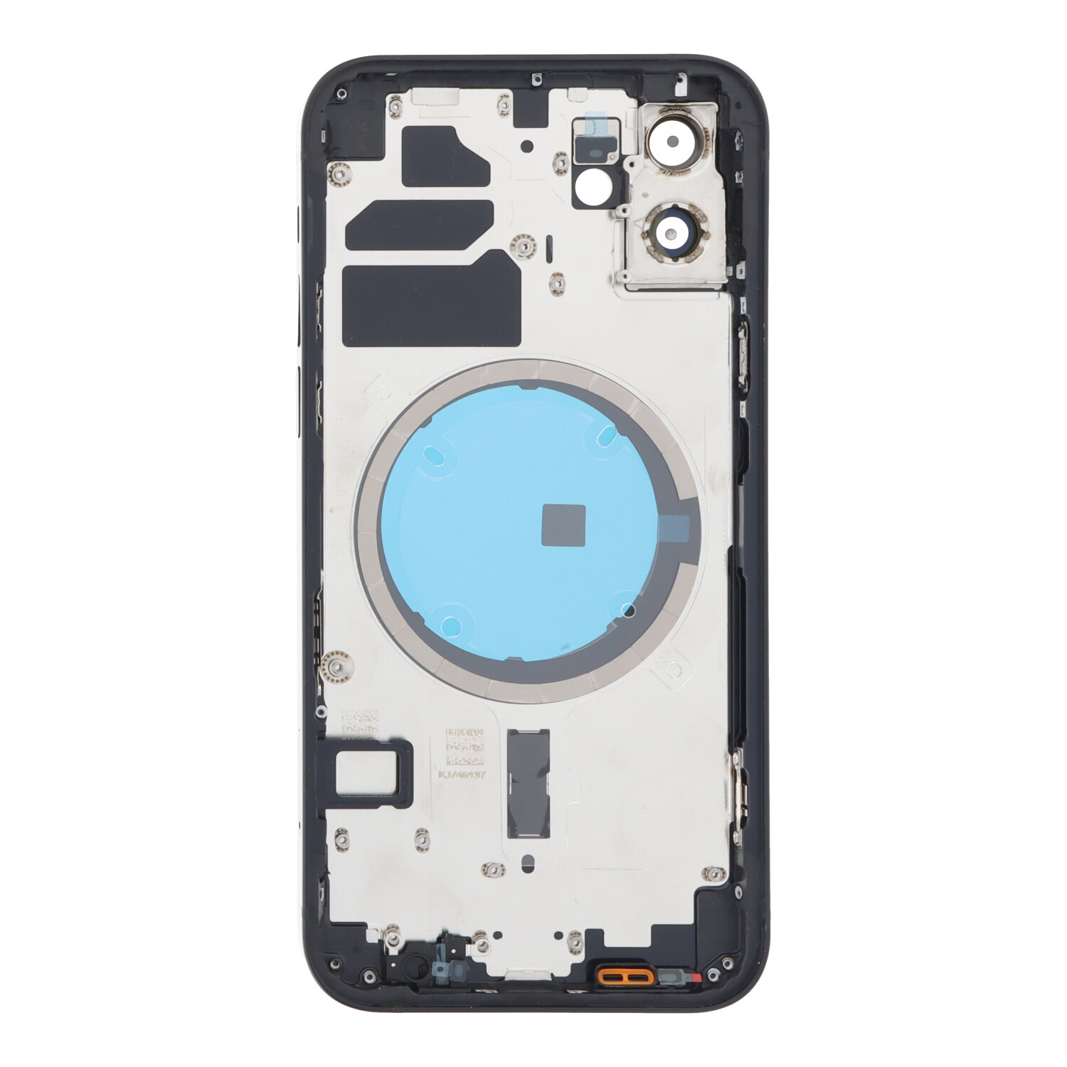 Middle Frame + Battery Door + Back Camera Lens and Bezel + Side Buttons + SIM Card Tray with Magnetism Ring+Speaker Anti-Dust Mesh+Mic Anti-Dust Mesh+Side Rails+Eject Pin for iPhone 12 European Version Black HQ