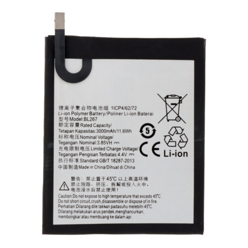 BL267 3000mAh Battery + Battery Adhesive for Lenovo K6 OEM without Logo