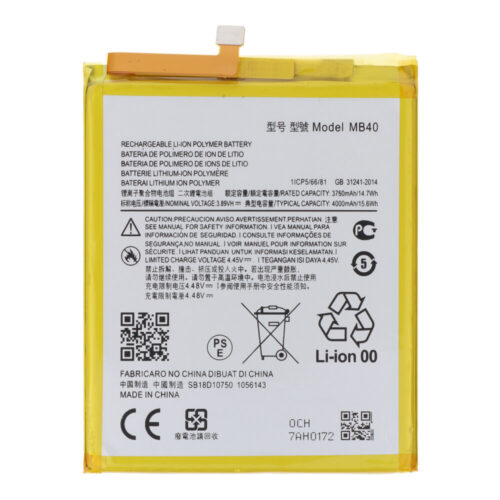 MB40 4000mAh Battery + Battery Adhesive for Motorola Edge 20 OEM without Logo