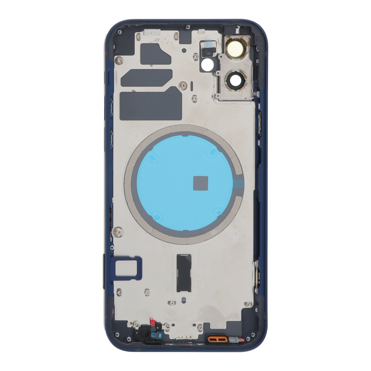 Middle Frame + Battery Door + Back Camera Lens and Bezel + Side Buttons + SIM Card Tray with Magnetism Ring+Speaker Anti-Dust Mesh+Mic Anti-Dust Mesh+Side Rails+Eject Pin for iPhone 12 European Version Blue without Logo OEM