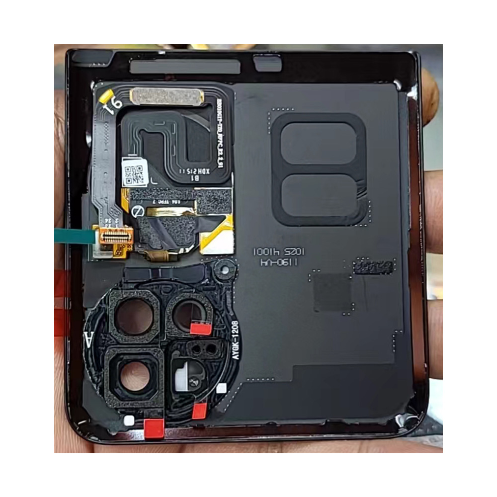 Top Battery Door + Battery Door Adhesive + Back Camera Lens and Bezel with Small LCD for Huawei P50 Pocket Black Premium