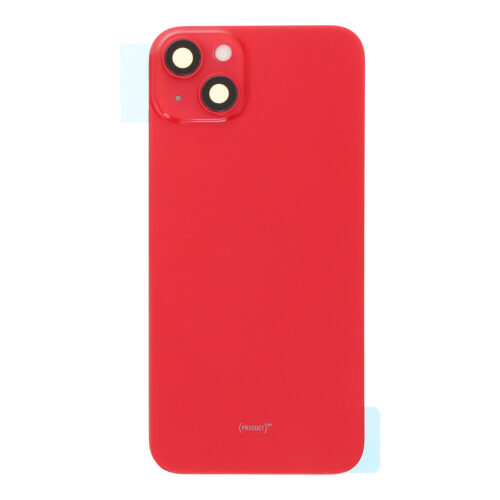 Battery Door + Back Camera Lens and Bezel with Magnetism Ring+Metal Plate+Wireless Charger Chip+Flash Light for iPhone 14 Plus Red OEM
