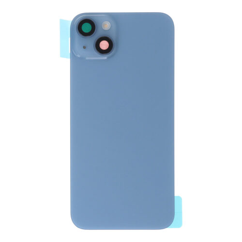 Battery Door + Back Camera Lens and Bezel with Magnetism Ring+Metal Plate+Wireless Charger Chip+Flash Light for iPhone 14 Plus Blue OEM