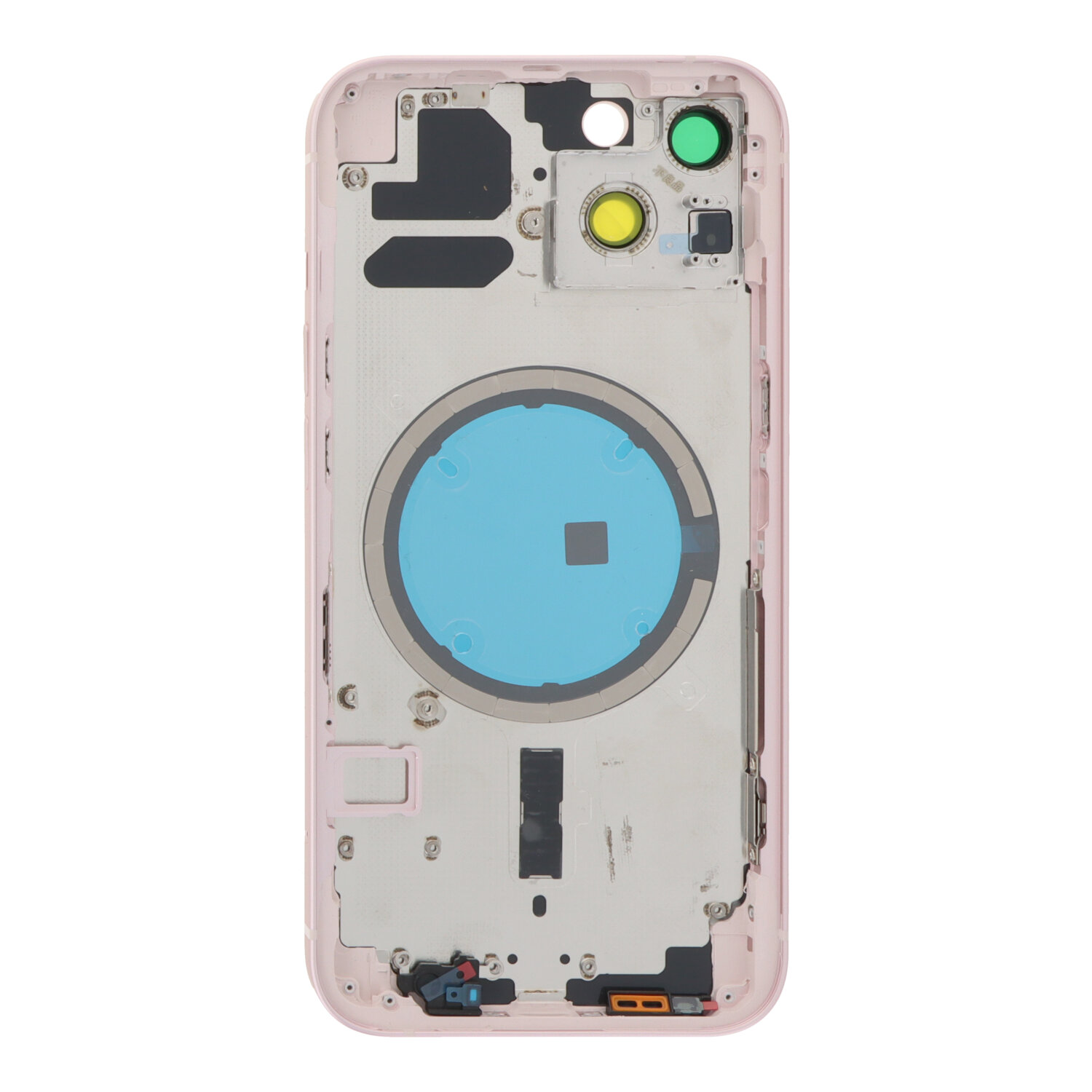Middle Frame + Battery Door + Back Camera Lens and Bezel + Side Buttons + SIM Card Tray with Magnetism Ring+Speaker Anti-Dust Mesh+Mic Anti-Dust Mesh+Eject Pin for iPhone 13 6.1" European Version Pink HQ