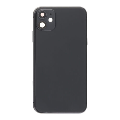 Middle Frame + Battery Door + Back Camera Lens and Bezel + Side Buttons + SIM Card Tray with Speaker Anti-Dust Mesh+Mic Anti-Dust Mesh+Eject Pin for iPhone 11 Black without Logo OEM