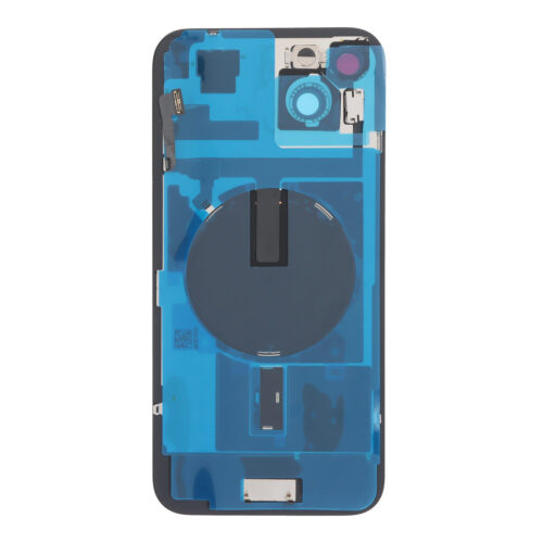 Battery Door + Back Camera Lens and Bezel with Magnetism Ring+Metal Plate+Wireless Charger Chip+Flash Light for iPhone 15 Plus Blue OEM