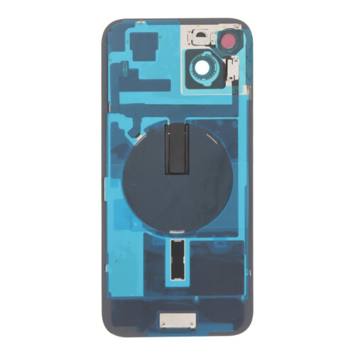 Battery Door + Back Camera Lens and Bezel with Magnetism Ring+Metal Plate+Wireless Charger Chip+Flash Light for iPhone 15 Plus Yellow OEM