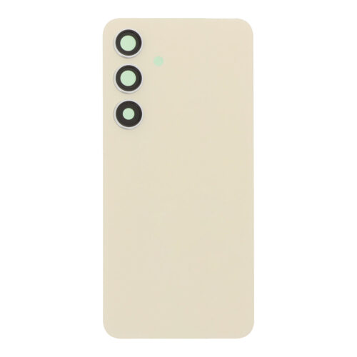 Battery Door + Battery Door Adhesive + Back Camera Lens and Bezel for Samsung Galaxy S24 Amber Yellow Premium