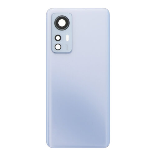 Battery Door + Battery Door Adhesive + Back Camera Lens and Bezel for Xiaomi 12/12X Blue with CE Premium