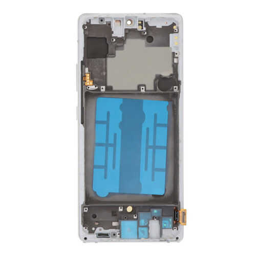 Screen Replacement With Frame for Samsung Galaxy A71 5G Silver Premium(Third Party Glued)