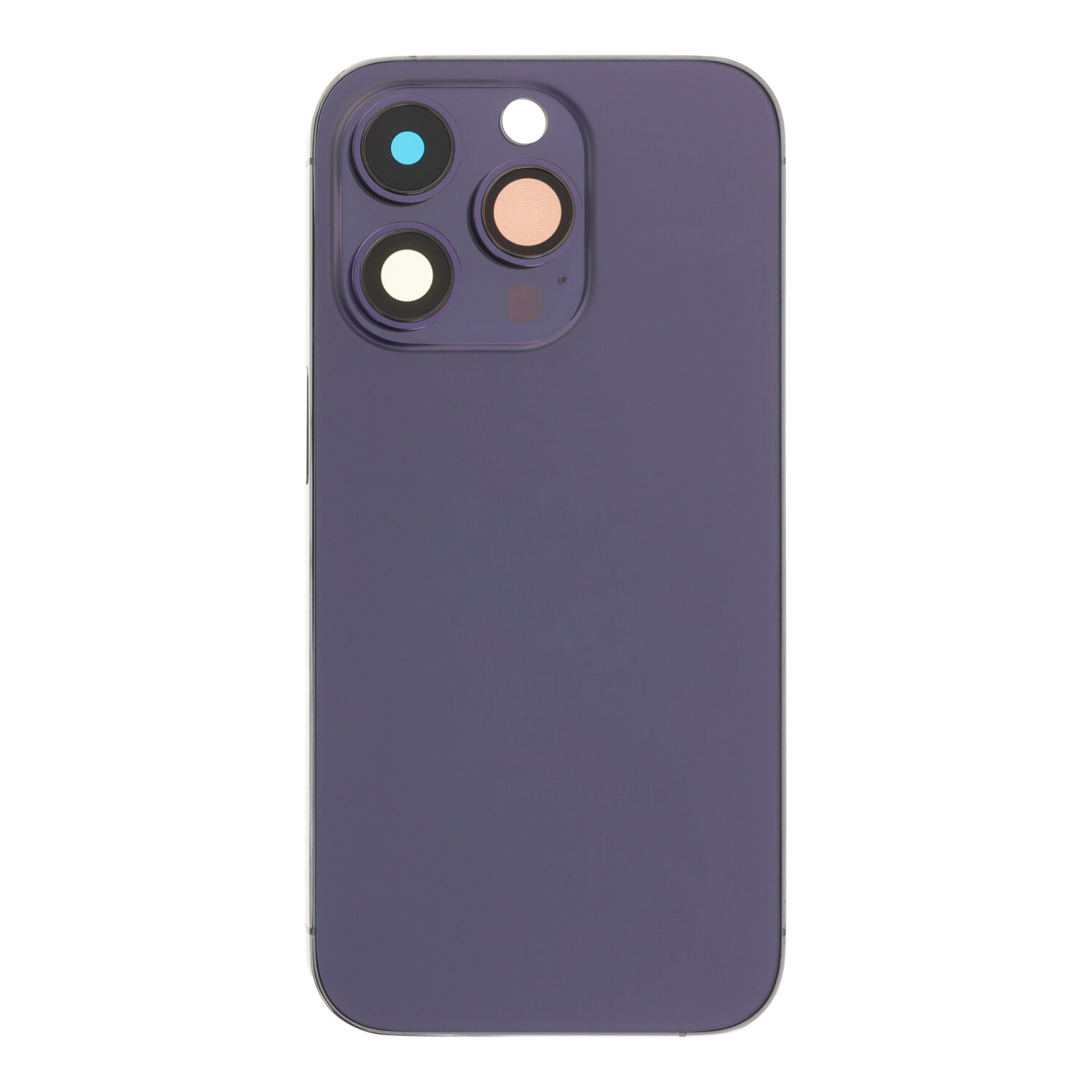 Middle Frame + Battery Door + Back Camera Lens and Bezel + Side Buttons + SIM Card Tray with Magnetism Ring+Speaker Anti-Dust Mesh+Mic Anti-Dust Mesh+Side Rails+Eject Pin for iPhone 14 Pro A2890 European Version Purple without Logo OEM