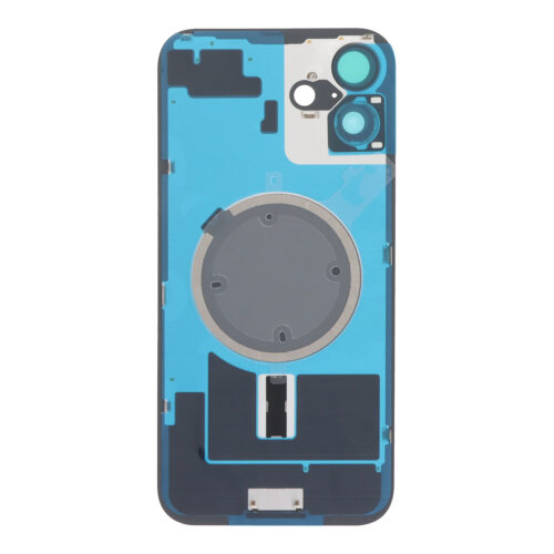 Battery Door + Back Camera Lens and Bezel with Magnetism Ring+Metal Plate for iPhone 16 Plus White OEM