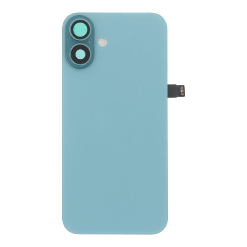Battery Door + Back Camera Lens and Bezel with Magnetism Ring+Metal Plate+Wireless Charger Chip+Flash Light for iPhone 16 Plus Teal OEM