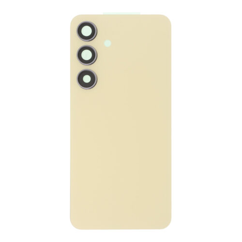 Battery Door + Battery Door Adhesive + Back Camera Lens and Bezel for Samsung Galaxy S24 Amber Yellow without Logo HQ