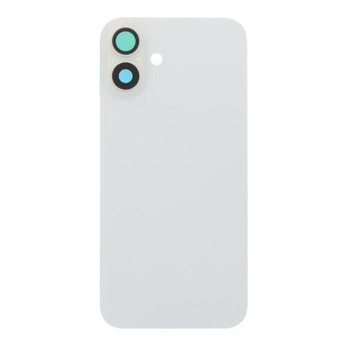 Battery Door + Back Camera Lens and Bezel with Magnetism Ring+Metal Plate for iPhone 16 Plus White without Logo OEM