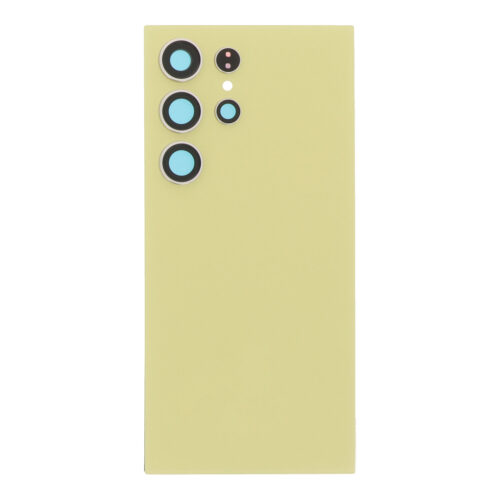 Battery Door + Battery Door Adhesive + Back Camera Lens and Bezel for Samsung Galaxy S24 Ultra Titanium Yellow OEM