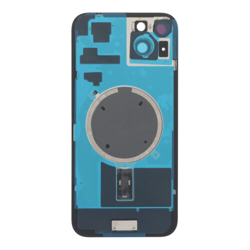 Battery Door + Back Camera Lens and Bezel with Magnetism Ring+Metal Plate for iPhone 15 Plus Black without Logo OEM