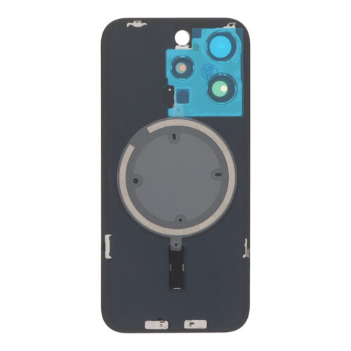Battery Door + Back Camera Lens and Bezel with Magnetism Ring+Metal Plate for iPhone 15 Pro Black Titanium without Logo OEM