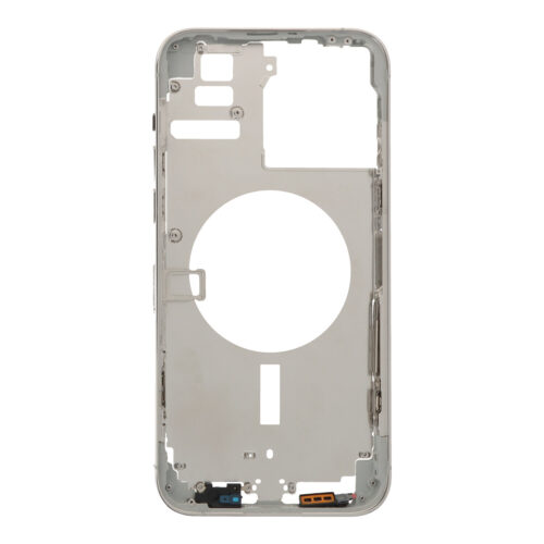 Middle Frame with Power&Volume Button+Side Rails+Card Tray+Speaker Anti-Dust Mesh for iPhone 14 Pro Max A2893/A2896/A2895/A2894 European Version Silver OEM