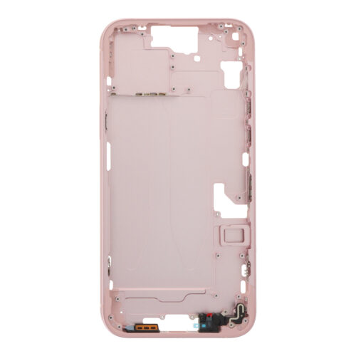 Middle Frame with Power&Volume Button+Side Rails+Card Tray+Speaker Anti-Dust Mesh for iPhone 15 Plus A3094 European Version Pink OEM