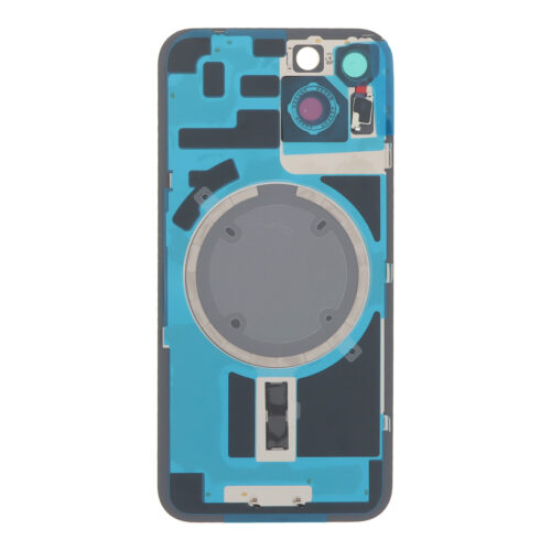 Battery Door + Back Camera Lens and Bezel with Magnetism Ring+Metal Plate for iPhone 14 Yellow OEM