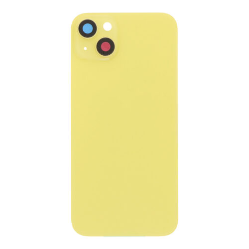 Battery Door + Back Camera Lens and Bezel with Magnetism Ring+Metal Plate for iPhone 14 Plus Yellow OEM