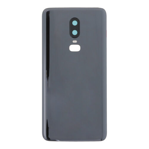 Battery Door + Battery Door Adhesive + Back Camera Lens and Bezel for OnePlus 6 Bright black OEM