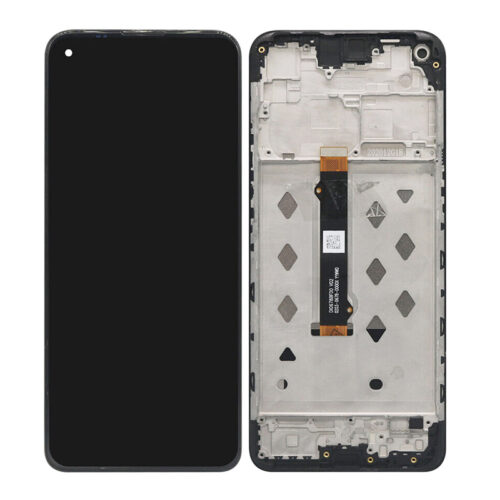 Screen Replacement With Frame for Motorola Moto G9 Power Black Premium(Third Party Glued)