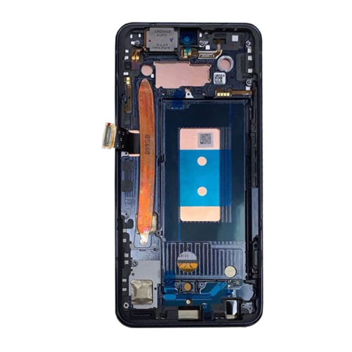 Screen Replacement With Frame for LG V50S ThinQ 5G Black Premium(Third Party Glued)