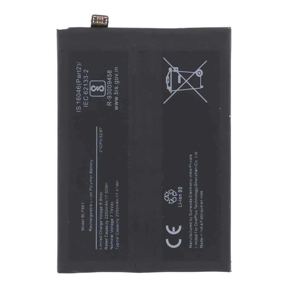 BLP861 4500mAh Battery + Battery Adhesive for OnePlus Nord 2 5G/9RT 5G/Nord 2T 5G CPH2399 OEM