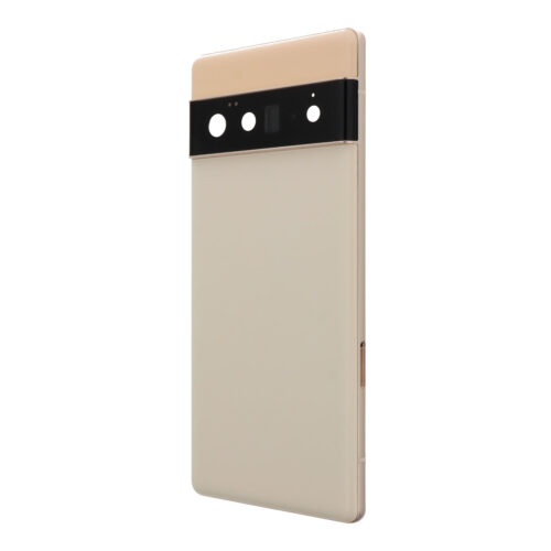 Middle Frame + Battery Door + Back Camera Lens and Bezel for Google Pixel 6 Pro Gold Premium
