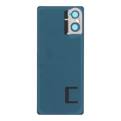 Battery Door + Battery Door Adhesive + Back Camera Lens and Bezel for Sony Xperia 5 V Platinum Silver Premium