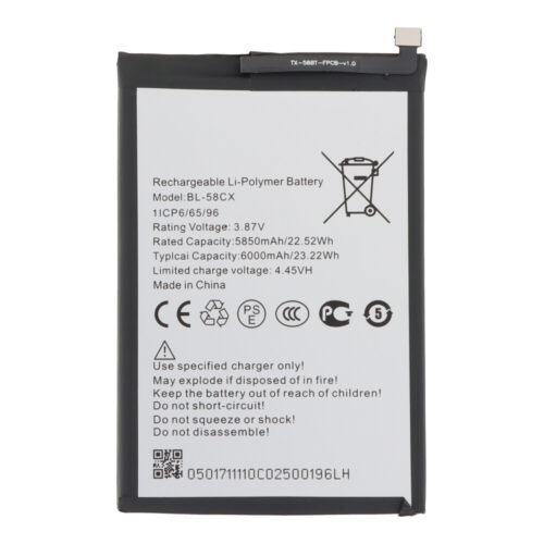 BL-58CX 6000mAh Battery + Battery Adhesive for Infinix Hot 10i/Smart 7 (India) OEM without Logo