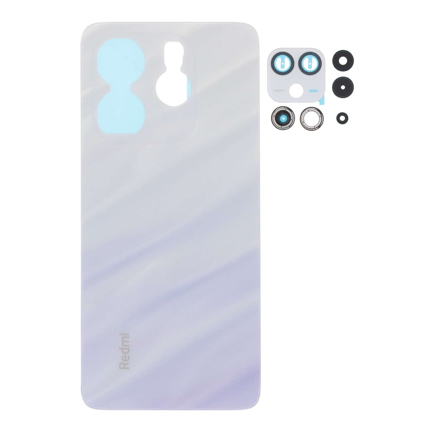 161mm Battery Door + Battery Door Adhesive + Back Camera Lens and Bezel for Xiaomi Redmi Note 14 4G International Version Lavender Purple Premium