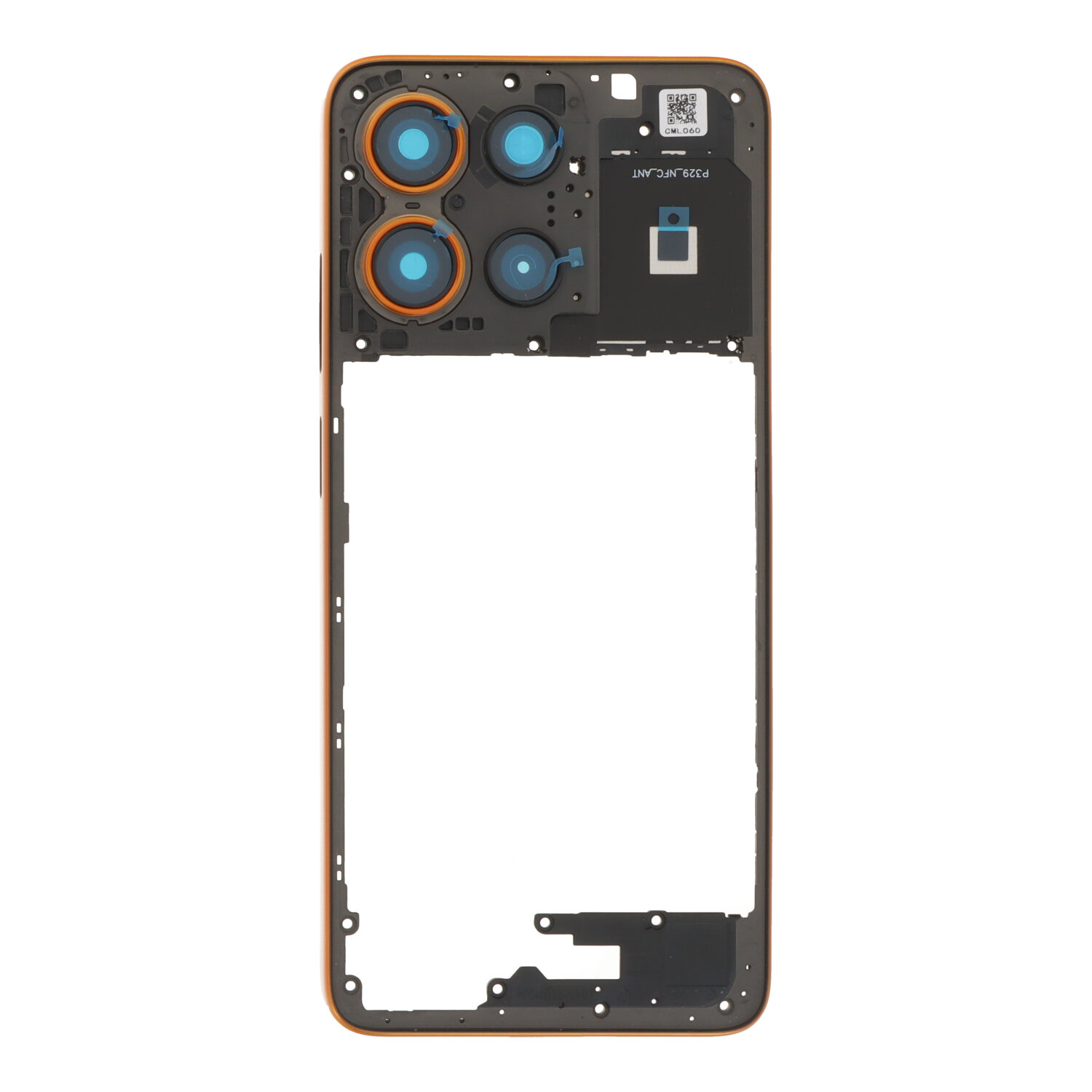 Middle Frame and Back Camera Bezel for Motorola Moto G15 Sunrise Orange Premium