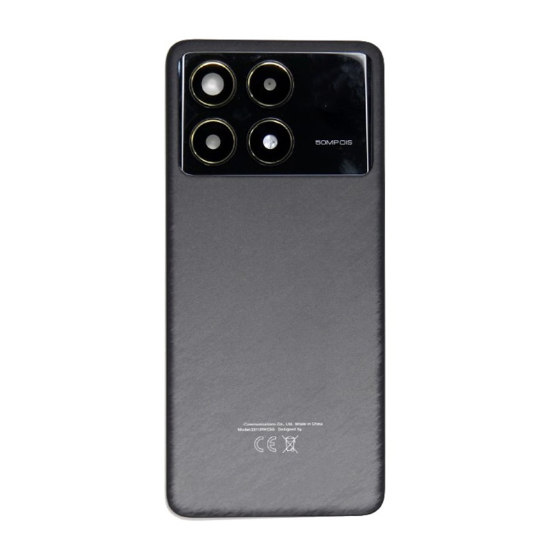 Battery Door + Battery Door Adhesive + Back Camera Lens and Bezel for Xiaomi Poco F6 Pro Black Premium